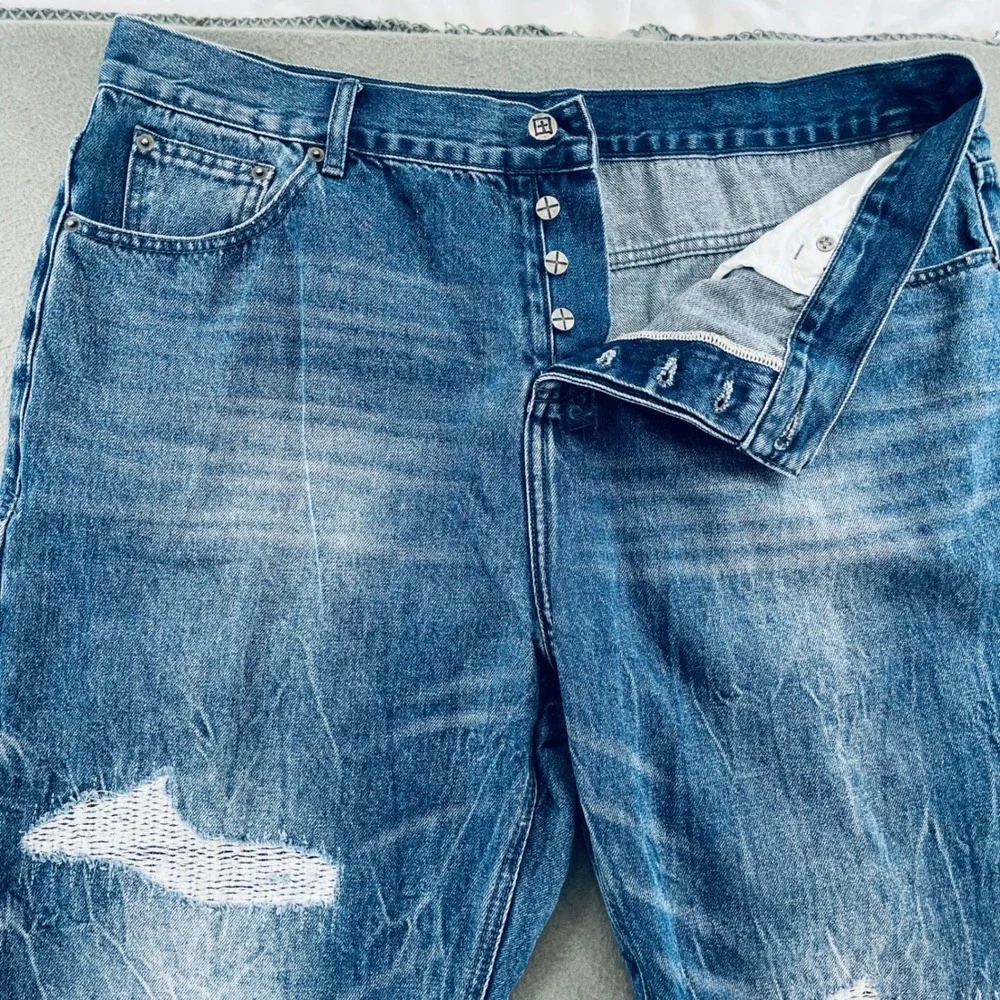 Ksubi Van Winkle Hunter Beden Men 40 Whiskered Distressed Button Fly Jeans
